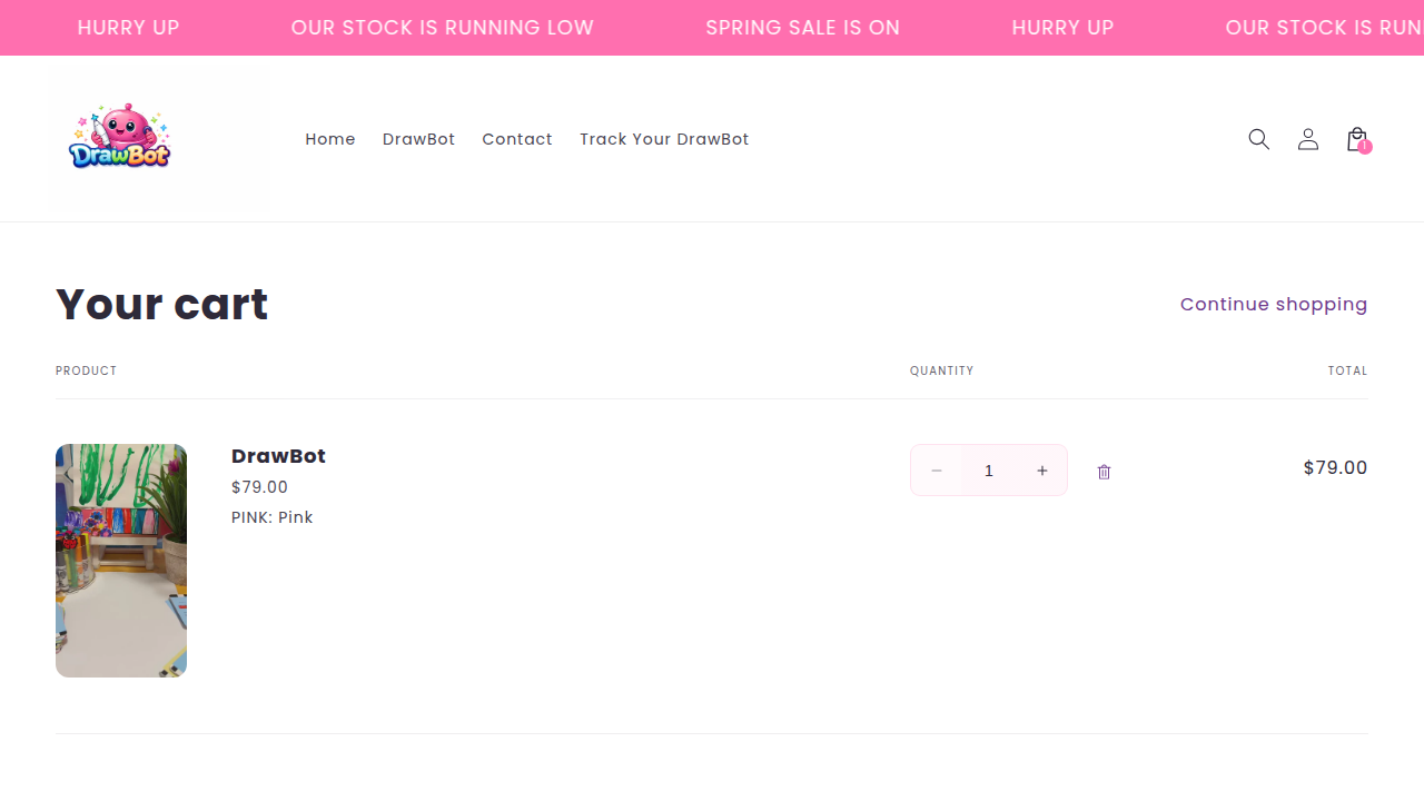 DrawBot Cart Page Screenshot