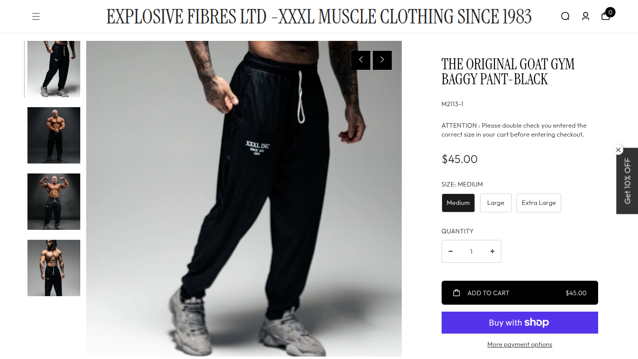 Product page for GOAT Baggy Pant in black