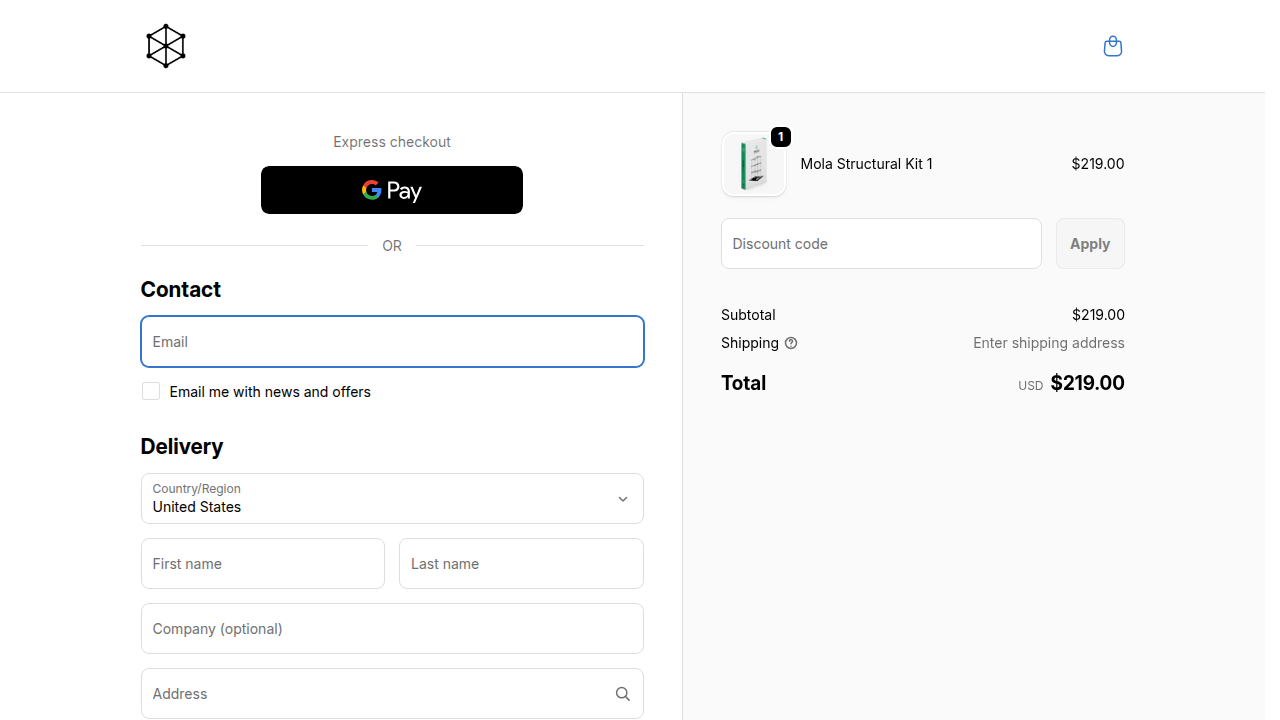Mola Model Checkout Screenshot